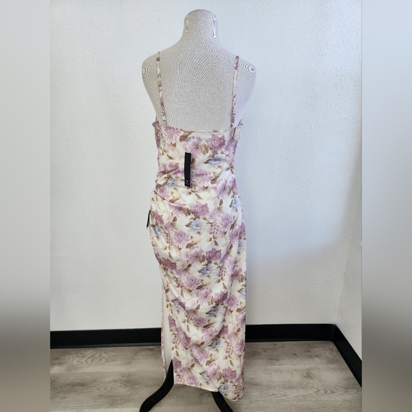 Lulus NWT Truest Romance White Floral Print Sleeveless Ruched Midi Dress Medium - Picture 7 of 11